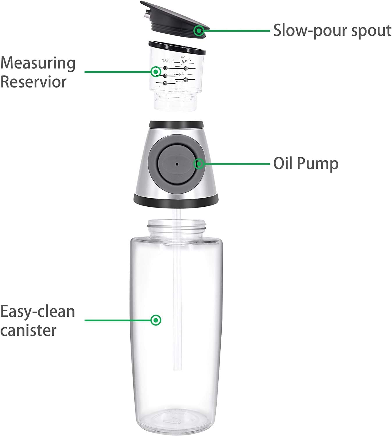 Measuring oil spray dispenser